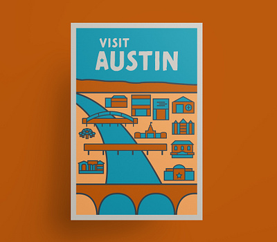 Austin vintage travel poster austin austin texas hipster illustration poster poster design texas thick lines travel poster vector vector art vector illustration vintage poster