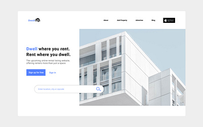 Dwellings - Landing Page apartment finder clean design dwellings landing page logo rental simple ui ui design ux website website design