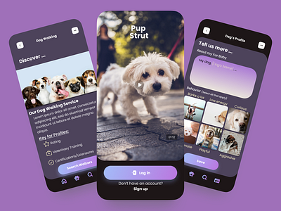 Dog Walking App - Pup Strut design graphic design product design ui ux visual design