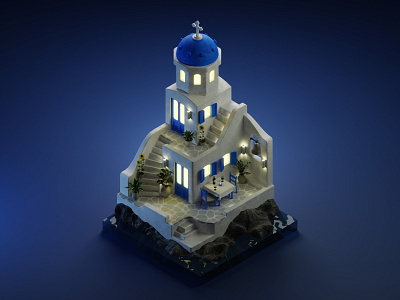 Santorini 3d blender blender3d diorama greece isometric isometric art isometric illustration santorini