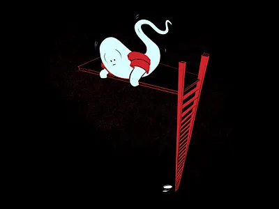 Ladder aughost aughostus gloom character design ghost halloween horror illustration mid century retro vintage