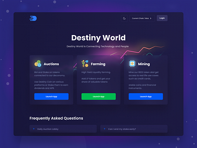 Destiny World - Dark Mode auction bidding bitcoin blockchain crypto cryptocurrency dark decentralise destinyworld difi ethereum investment marketplace nft t tlos telos token trade