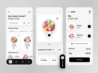 Food Ordering App UI Design android designer e commerce app food delivery app food menu food ordering app ice cream ios minimal design popular shot restaurant app restaurant application restaurant web shop tazrin trendy ui uiux visual design web