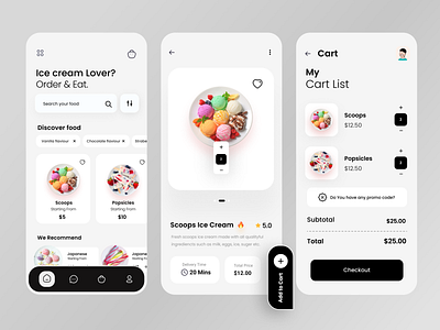 Food Ordering App UI Design android designer e commerce app food delivery app food menu food ordering app ice cream ios minimal design popular shot restaurant app restaurant application restaurant web shop tazrin trendy ui uiux visual design web