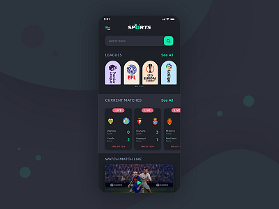 SPORTS HOME PAGE application design football gmae homepage icon soccer sports ui