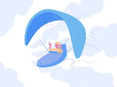 Paraglider blue empty pages illustration landing launch paraglade paraplane start up vector