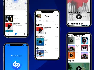Shazam app design graphic design illustration mobile music redesign shazam ui uxdesign