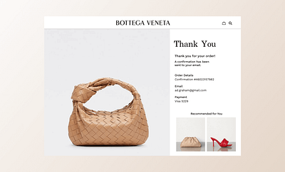 Confirmation Page bags bottegaveneta cart checkout confirmation dailyui design ecommerce fashion graphicdesign online shopping uxdesign webpage website