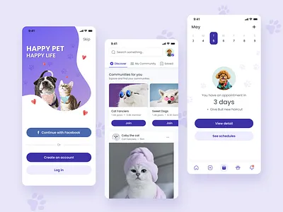 Petties - Pet Lovers' App cat clean design community cute dog ui ux
