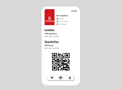 Boarding Pass airport app boardingpass dailyui design emirates graphic design london mobile mobilepass travel ui uxdesign