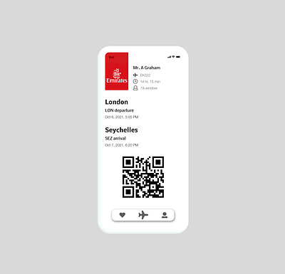 Boarding Pass airport app boardingpass dailyui design emirates graphic design london mobile mobilepass travel ui uxdesign