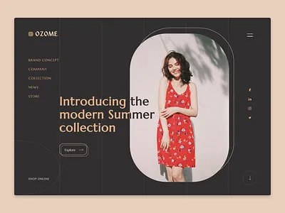 OZOME - Fashion Website Design brand branding clean dark dashboard design e commerce fashion illustration logo luxury minimal mobileapp outfit retro shop ui vector web website