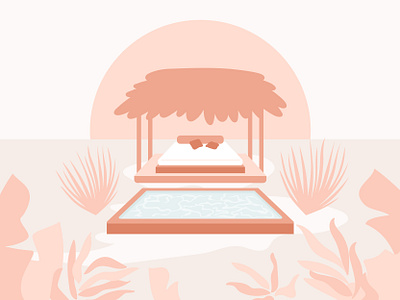 Vacation in the desert aesthetic bungalow graphic design hotel illustration landscape luxury poolside relax summer sunrise swimming pool vacation