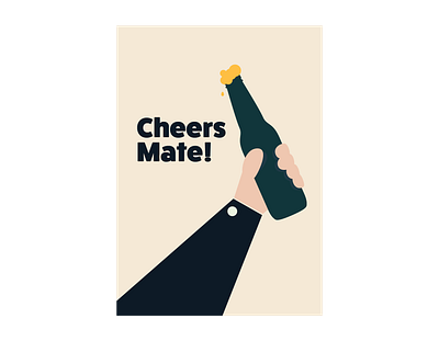 Cheers Mate! poster beer design flat graphic design hand icon illustration illustrator minimal minimalist poster