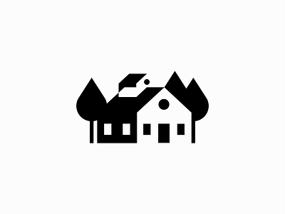 House And Trees Logo branding construction design emblem home house icon identity illustration logo mark modern negative space original real estate symbol tree trees vector