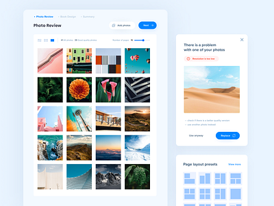 Photo book Creator 🏞 – Components app clean design interface minimal photo photo album photobook responsive ui ui design ux ux design web web app