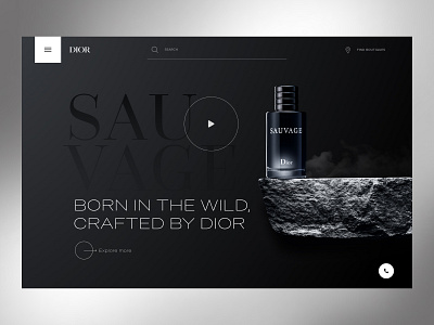 Dior Perfume Landing page 17seven black design dior perfume header header concepts homepage landing page perfume ui design user experience visual design