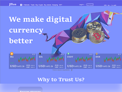 Crypto Exchange Landing Page 3d animation branding crypto exchange graphic design logo motion graphics ui