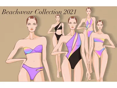 Beachwear Collection 2021 Fashion Illustration Part I beachwear clothes design design fashion fashion brand fashion designer fashion icon fashion illustration fashion illustrator fashion show fashion sketch illustration