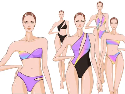 Beachwear Collection 2021 Fashion Illustration beachwear clothes design clothes designer design fashion fashion brand fashion design fashion designer fashion icon fashion illustration fashion illustrator fashion sketch illustration