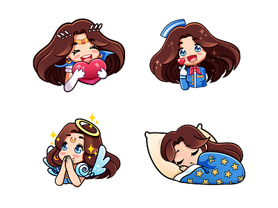 Twitch emotes angel anime character chibi cute emote emoticon emotion girl happy heart love peace sailormoon sleeping sleepy smilling stewardess stream twitch