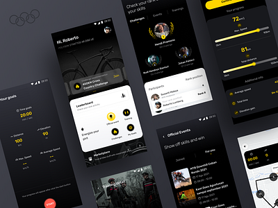 Cycling Apps bike black cycling dark home olympic rank sport tracking ui yellow