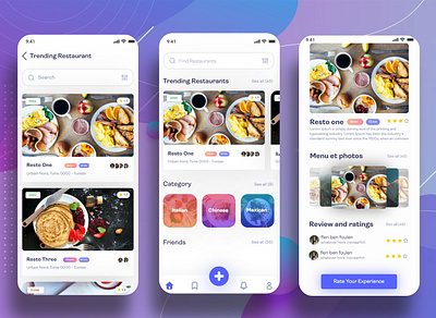 RestoRent - Mobile Application for Restaurants reservation app application branding design food food delivery mobile rating restaurant ui ux