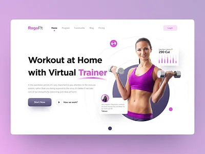 RogoF!t - Hero Landing Page design fitness landingpage landingpagedesign sport trainer ui ui ux ui design uidesign uitrend uiux virtual webdesign workout