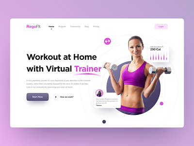 RogoF!t - Hero Landing Page design fitness landingpage landingpagedesign sport trainer ui ui ux ui design uidesign uitrend uiux virtual webdesign workout