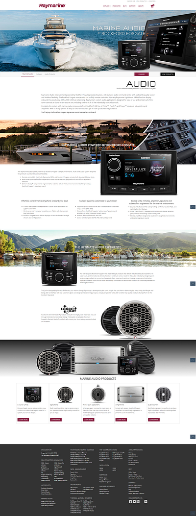 Raymarine - Marine Audio design html landing page scroll ui web