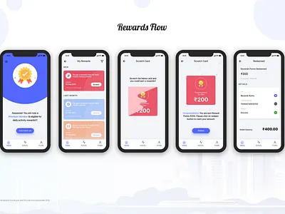 Rewards Flow experience gift interaction invision money points reward rewards uiux wallet