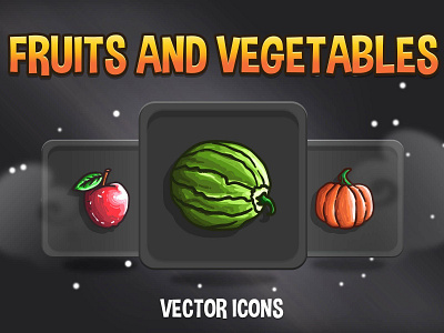 Fruit and Vegetable RPG Icons 2d food fruit game assets gamedev indie game indiedev rpg vegetable