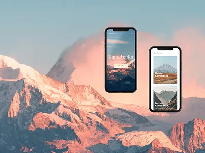 Kamchatka web concept beauty design inspiration landing mountain pastel pink travel ui web website