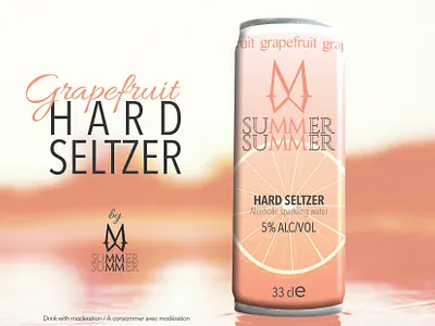 Summer Summer - grapefruit hard seltzer beverage beverage packaging boisson brand branding design design graphique designer graphique designer portfolio grapefruit graphic design graphic designer hard seltzer hard seltzer packaging illustration label design logo packaging packaging design