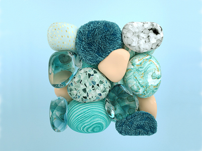 Hues for days - Aqua Coral 3d 3d modeling blender branding creative direction graphic design motion graphics