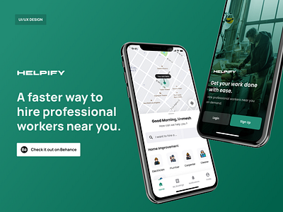 Helpify App UI Design on Behance app app ui behance case study helpify app helpify app ui design minimal mobile app on demand service app product design uber for x uber works ui ui design ux ux design