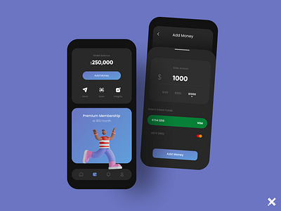 Wallet App app design clean colors dark design dribbble dribbble best shot fintech minimal mobile money payment app product ui ui design uiux ux ux design wallet app