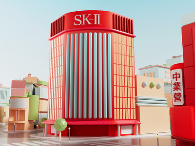 SK-II Shibuya Crossing 3d buildings c4d cinema4d city design illustration japan low poly olympics shibuya crossing tokyo