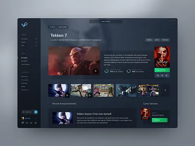 Games Launcher & Store app application design desktop games gaming launcher layout linux macos product store tekken ui ux windows