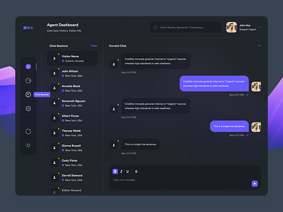 Dashboard - Live Chat Agent Panel (Revised) abstract background blur colorful dark design illustration inspiration logo mockup modern purple software design ui design web app