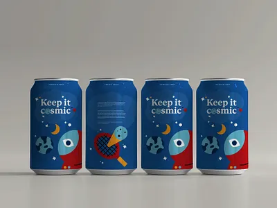 Cosmic soda beer beer can branding can can design clean cosmic design graphic illustration illustrator packaging planet soda soda can space tennis vector