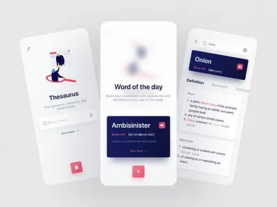 Thesaurus app app blue clean design dictionary exploration illustration minimal thesaurus ui ux