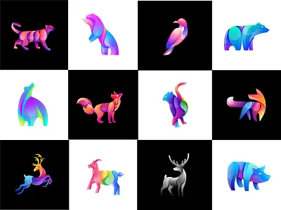 animal gradient colorfull logo animal animal logo app app logo branding commerce company design gradient graphic design icon illustration logo logomaker logomark media monoline shop vector web