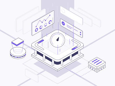 Load Testing Solution clean development devops digital illustration isometric load testing