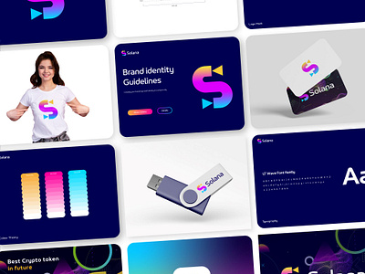 Letter S + Solana Logo Brand Identity bitcoin blockchain brand brand identity branding crypto logo mark cypto design fintech geometry gradient l o g o d e s i g n e r letters logo logotype design mark meta modern logo mark software solana