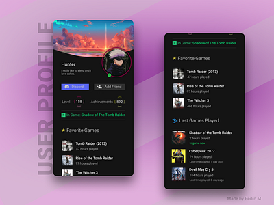 User Profile Interface app app design design games gaming minimalism modern profile ui ui design user profile ux