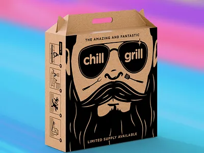Chill Grill - Package design 3d beard box branding cardboard chill colorful grill hazard hipster illustration instruction logistics package design product design summer sunglasses transport vector warning