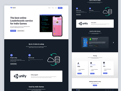 Blox - Leaderboards Service for Indie Games agency website design game games graphs home homepage landing page landing page design leaderboard proposal website