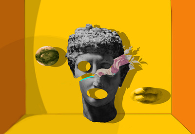Emotion inside the Statue aesthetic design graphic design illustration statue yellow
