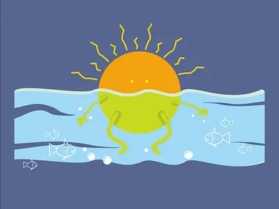 swiming sunshine branding cartoon illustration design illustration summer sun vector